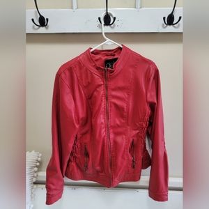 Red leather Moto jacket